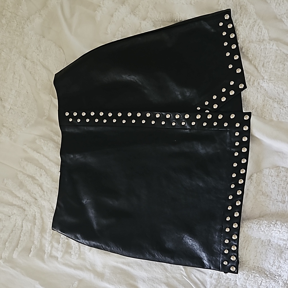 Lucy Wang Leather Skirt with Studs Size L